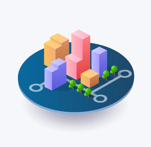 Kleurrijke 3D isometrische stad vector