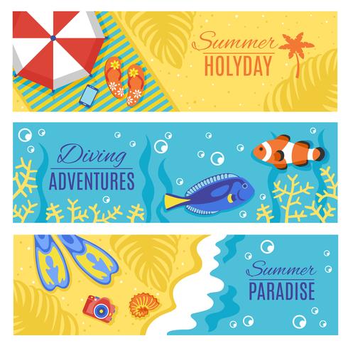 Zomervakantie vakantie horizontale banners instellen vector