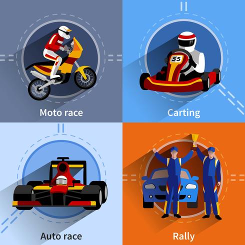 Racer pictogrammen instellen vector