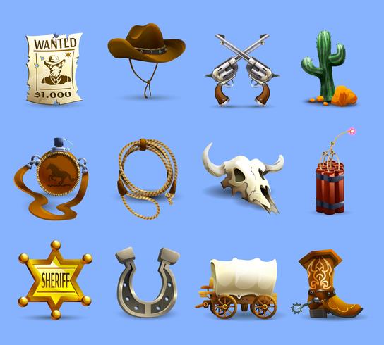 Wild West Icons Set vector