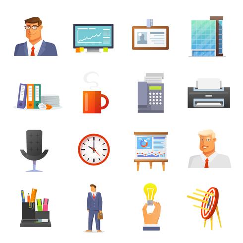 Office-pictogrammen platte Set vector