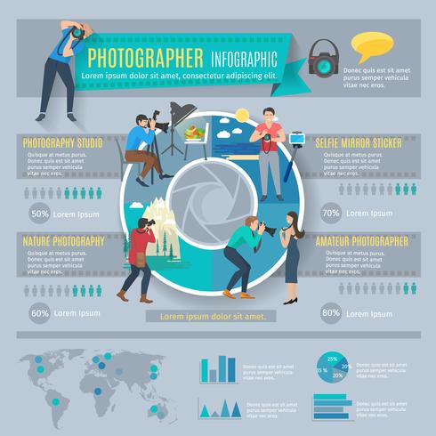 Fotograaf Infographics ingesteld vector