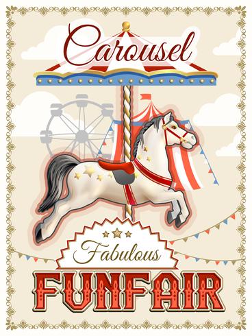 Retro carrousel Poster vector