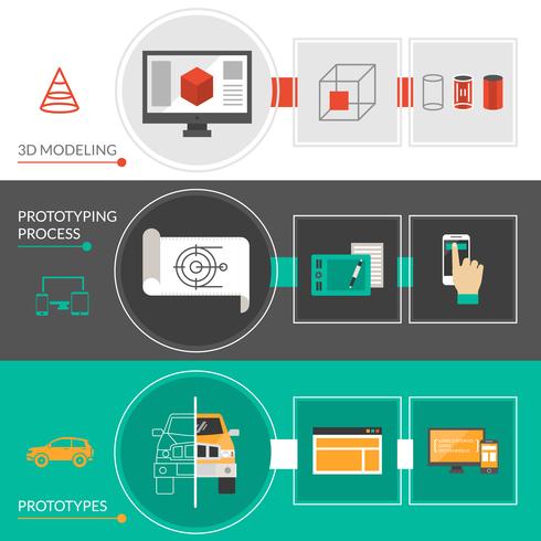 Prototypen en modelleren van bannersets vector