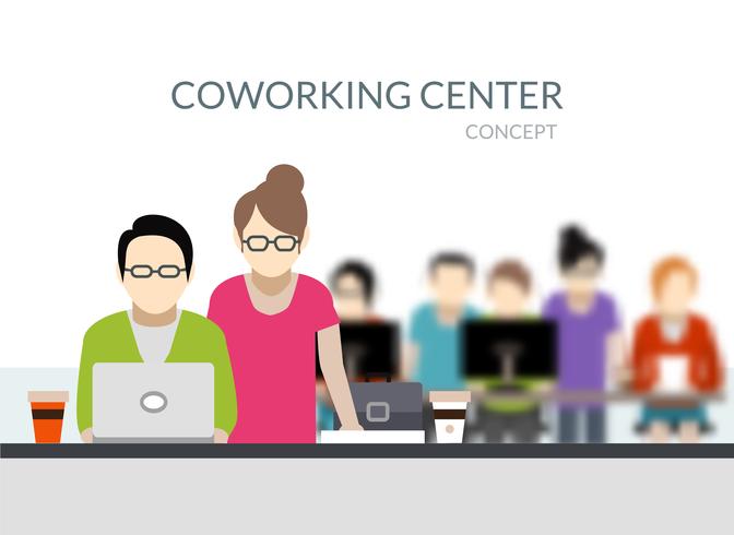 Coworking Center-samenstelling vector