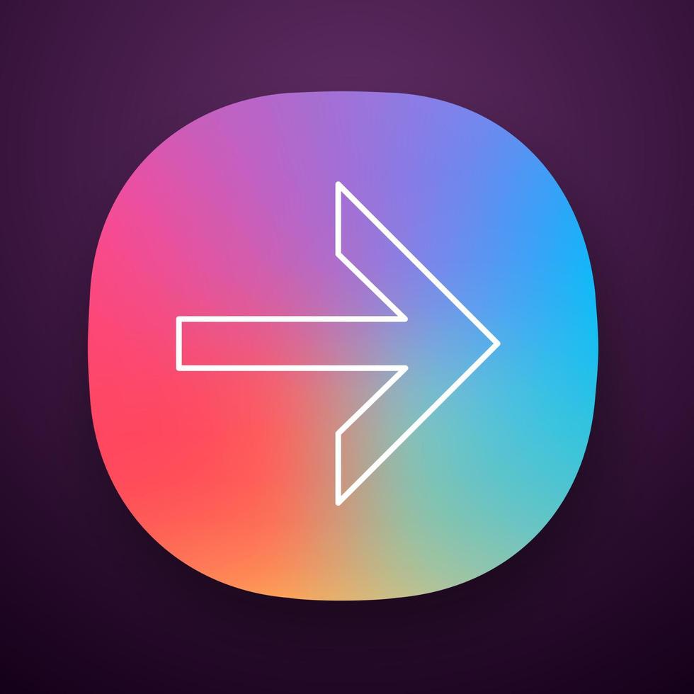 vooruit pijl app icoon. De volgende. rechter pijl. navigatie aanwijzer teken. computer toetsenbord knop. motion indexer, indicatorui ux gebruikersinterface. web- of mobiele applicatie. vector geïsoleerde illustratie