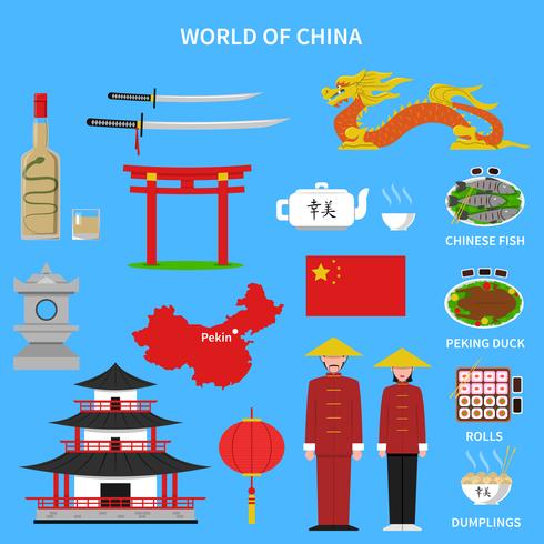 China Icons Set vector