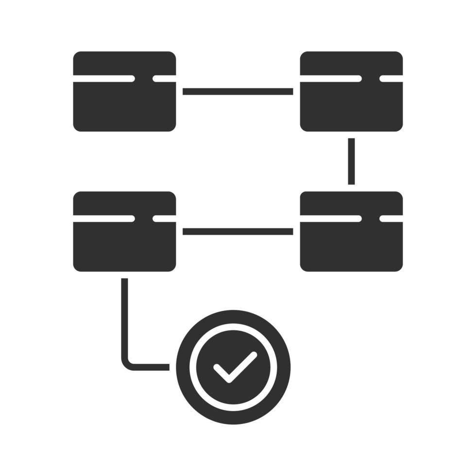 activiteit diagram glyph icoon. workflow-acties. proces kaart. implementatie stroomschema. probleemoplossende fasen. beweging naar het doel. silhouet symbool. negatieve ruimte. vector geïsoleerde illustratie