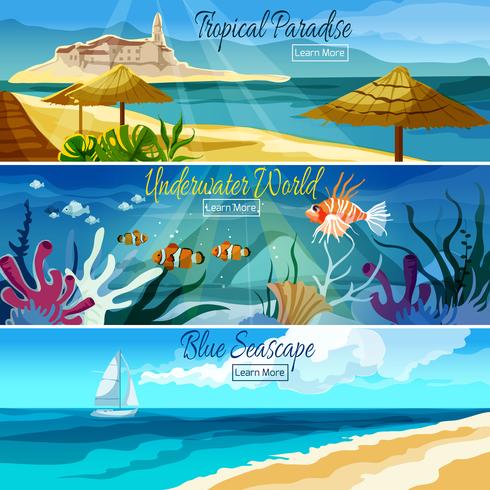 Zeegezicht Banner Set vector