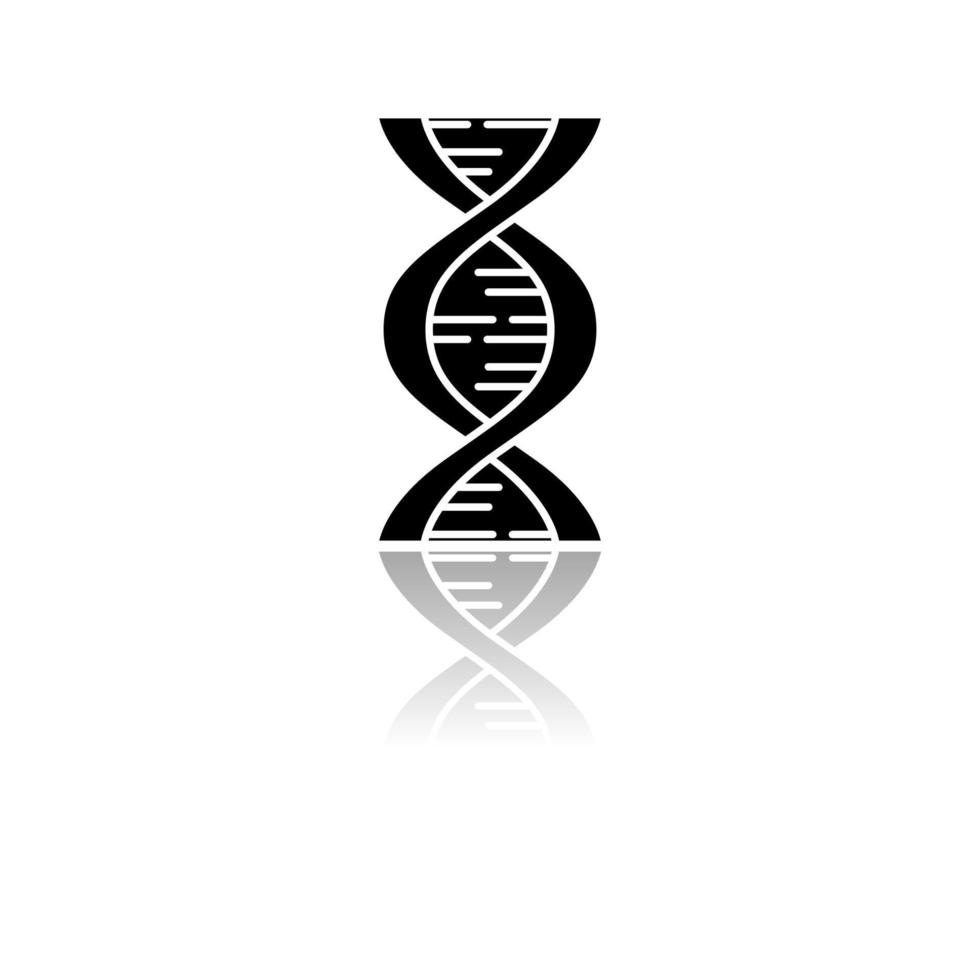 biofysica slagschaduw zwarte glyph pictogram. genetisch onderzoek. dna-helix molecuulstructuur. genoomwetenschappelijke studies. genetische manipulatie. chromosoom gen. geïsoleerde vectorillustratie vector