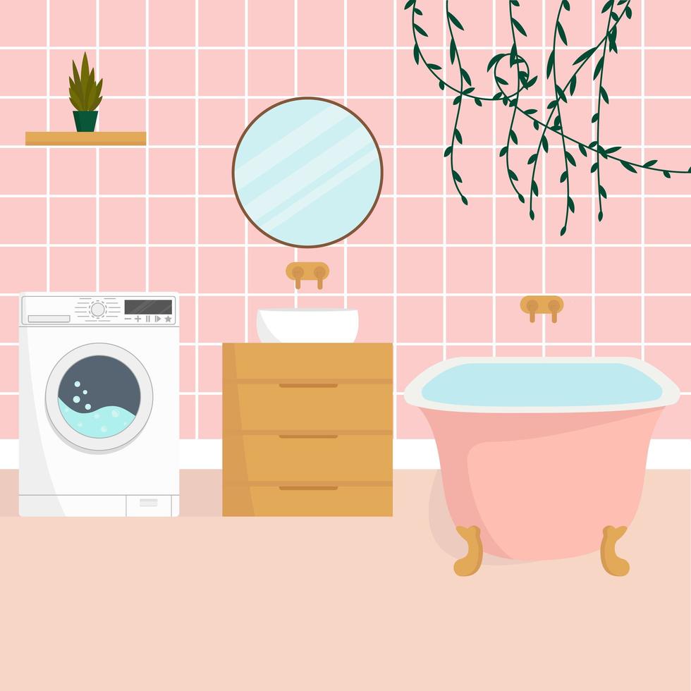 badkamer interieur met meubels. platte vectorillustratie vector