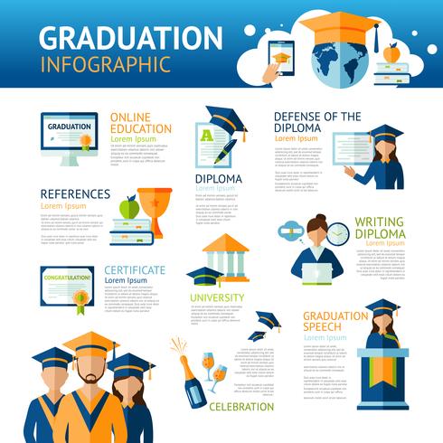 Afstuderen Infographics Set vector