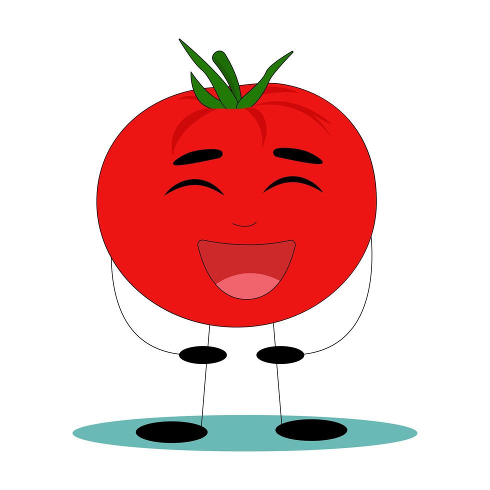 grappige tomaat. tomaat met grappig gezicht. platte vectorillustratie. vector
