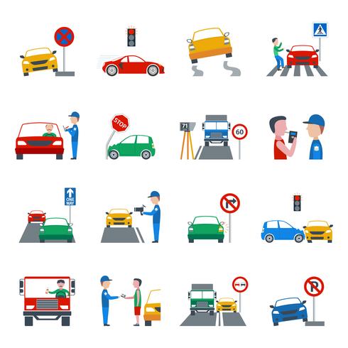 Verkeersovertreding Icons Set vector