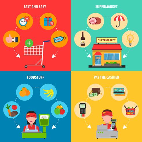 Supermarkt Concept Set vector