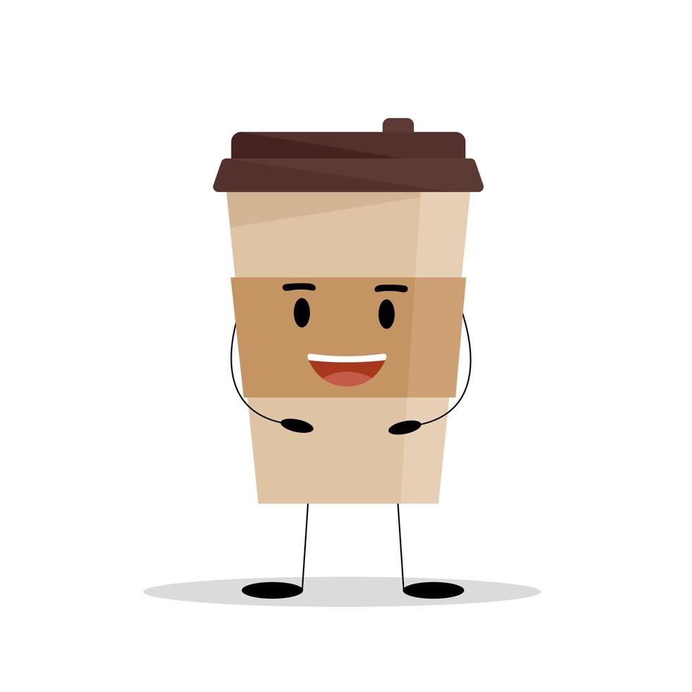 grappige kopje koffie. platte vectorillustratie vector