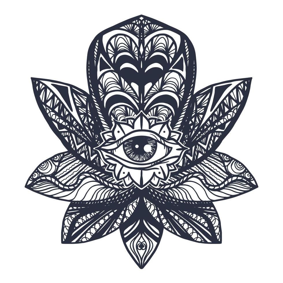 oog op lotus tattoo vector