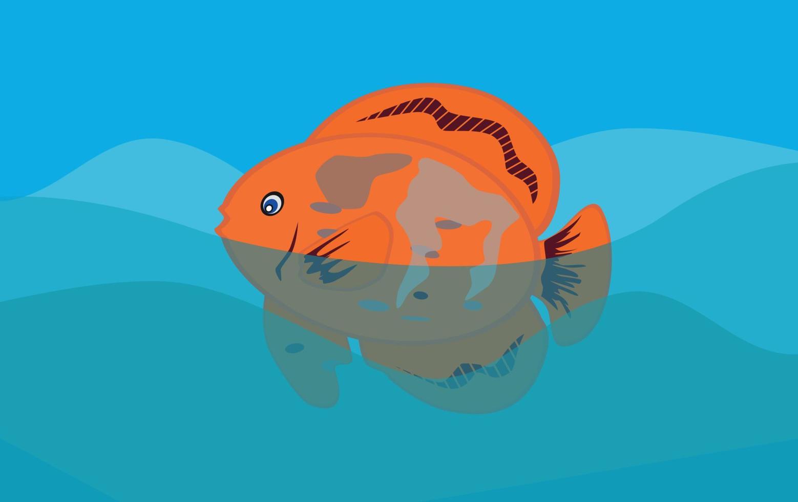 oranje vis op zee achtergrond. vectorillustratie. eps10 vector