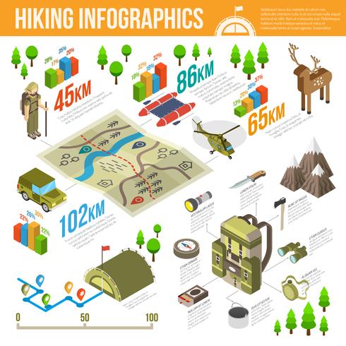 wandelen infographics set vector