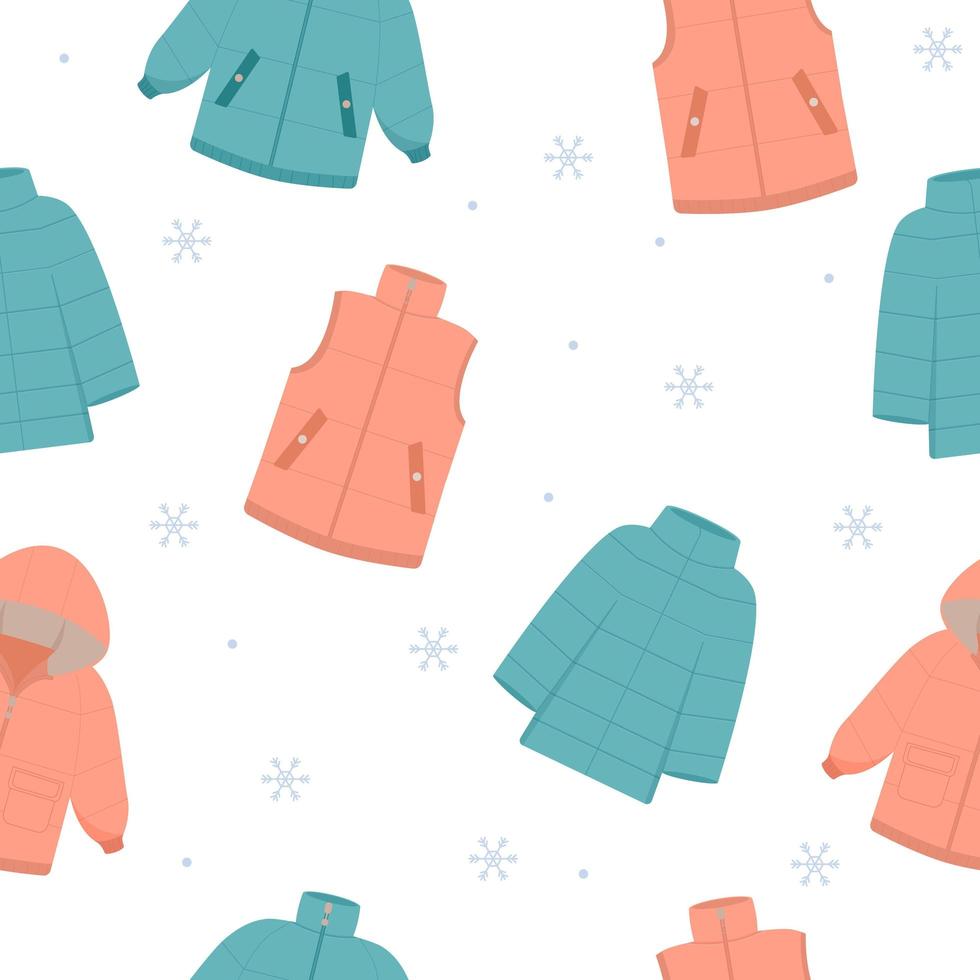 winterjassen naadloos patroon. warme jas. winter kleding vector