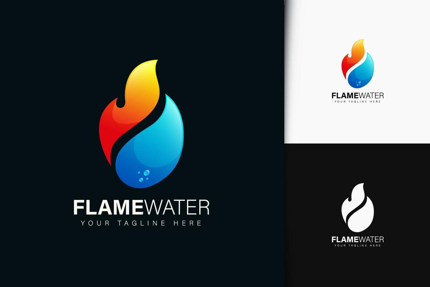 vlam water logo-ontwerp met verloop vector