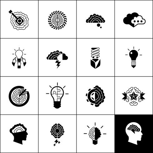 Brainstorm pictogrammen zwart vector