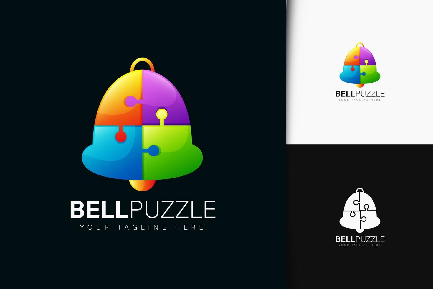 bel puzzel logo-ontwerp met verloop vector