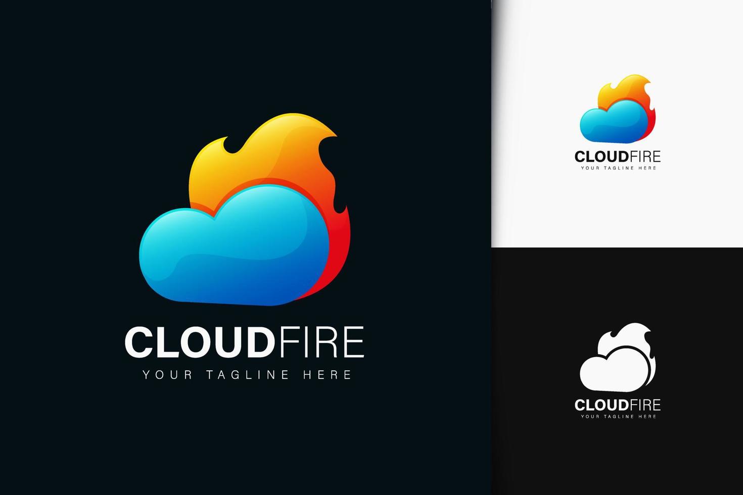 cloud fire logo-ontwerp met verloop vector