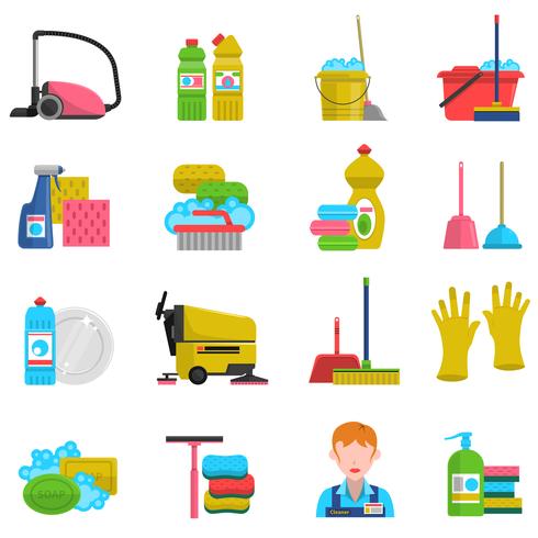 Schoonmaak Icons Set vector