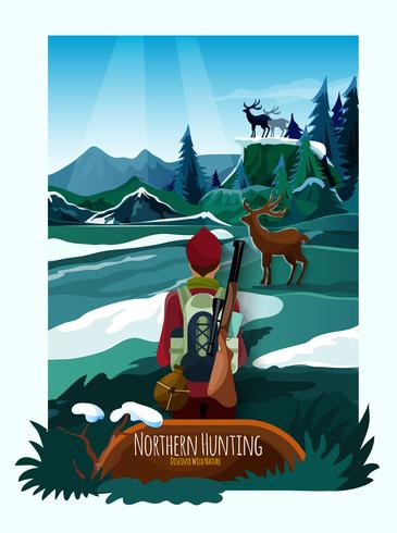Noordelijke landschapsaard Hunting Poster Print vector