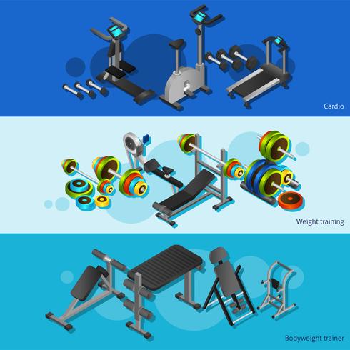 Fitnessapparatuur Posters Set vector