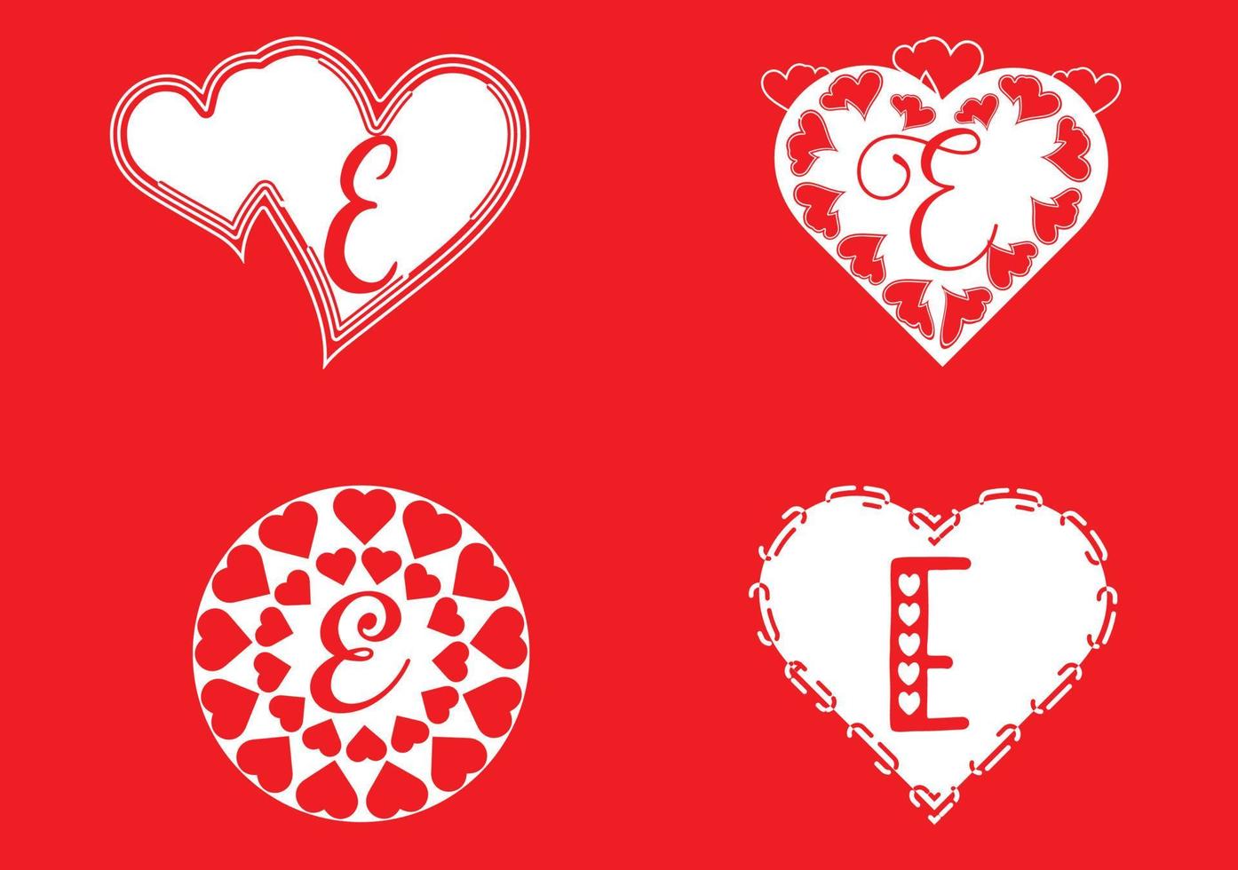 e letter logo met liefde icoon, Valentijnsdag ontwerpsjabloon vector