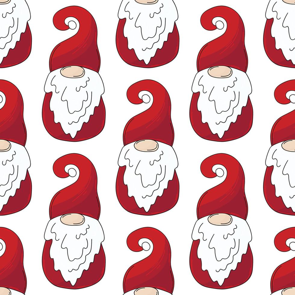 kerstpatroon met scandinavische kabouters in de hand tekenstijl vector