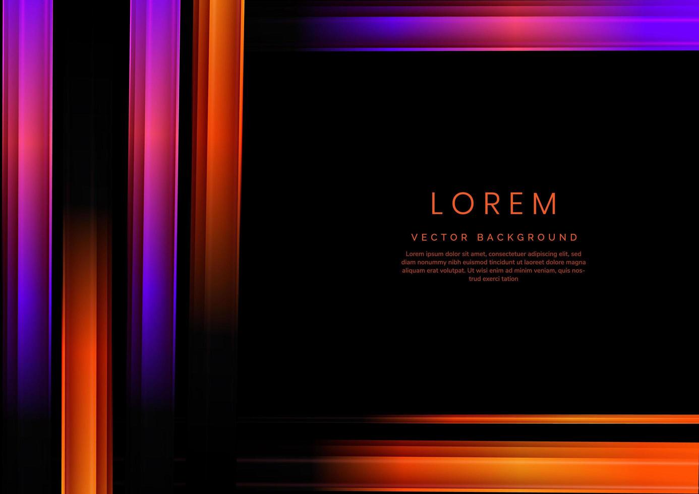 abstracte oranje, blauwe en roze gradiënt geometrische verticale en horizontale op zwarte achtergrond met kopie ruimte voor tekst. vector