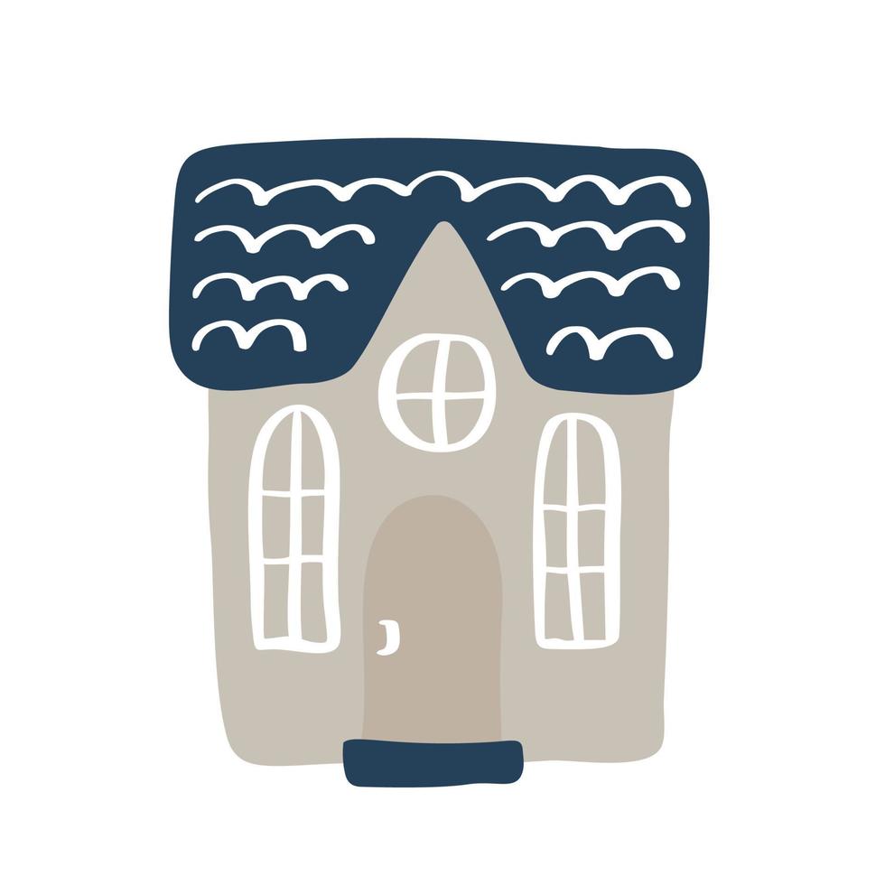 schattige baby vector pictogram Scandinavisch huis. doodle hand getekende teken van onroerend goed. kinderachtige illustratie voor print, web en textiel