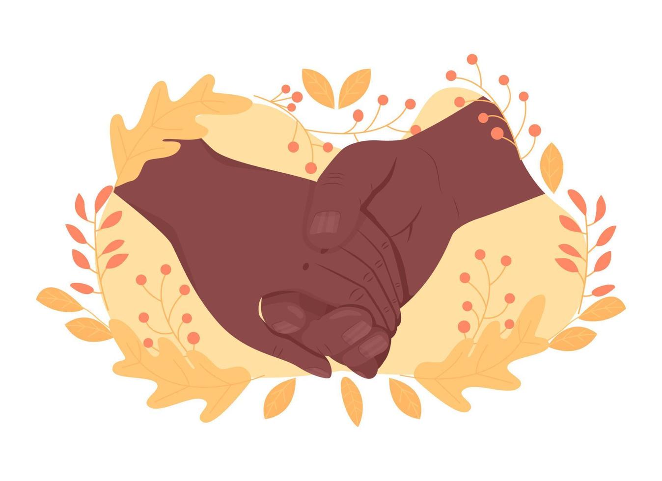 hand in hand 2d vector geïsoleerde illustratie