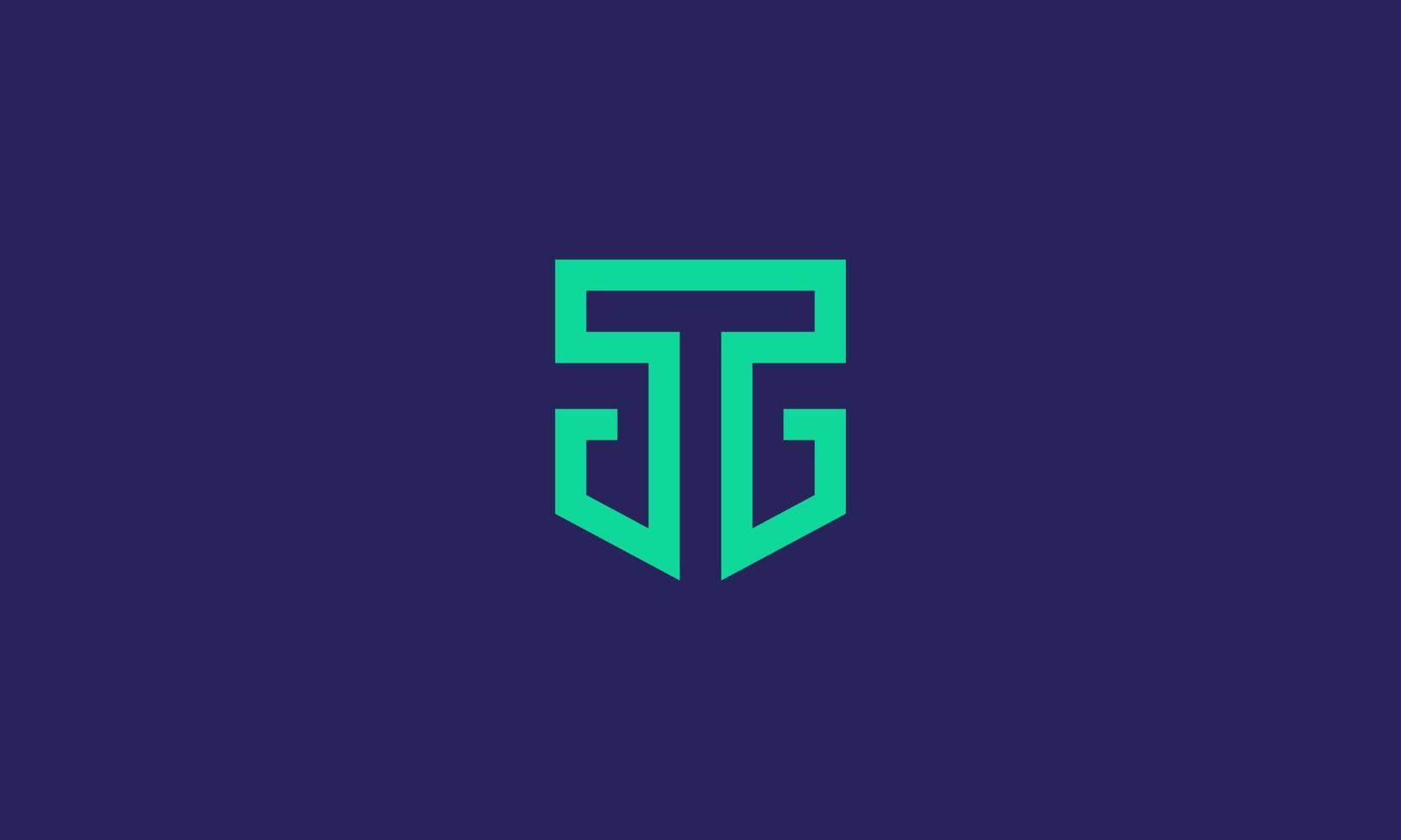 tg-logo. abstracte letter t en g in het schild. moderne en strakke lijnkunststijl. vector illustratie