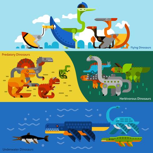 Dinosaurussen Banners Set vector