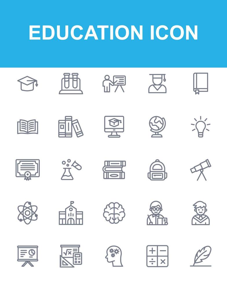 app onderwijs symbool icon set vector