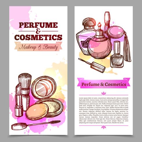 Parfum en cosmetica verticale banners vector