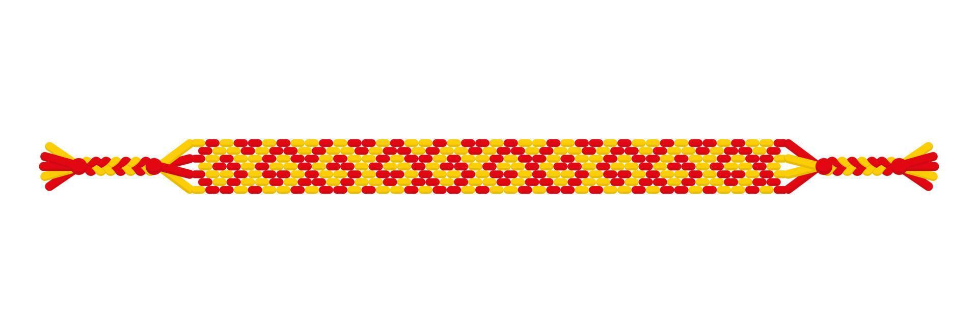 vector veelkleurige handgemaakte hippie vriendschap armband van rode en gele draden.