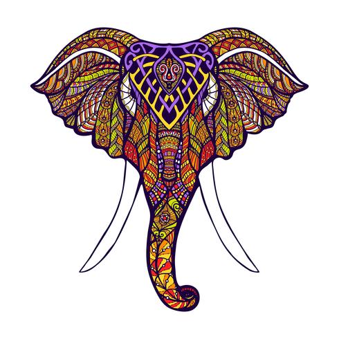 Olifant hoofd gekleurd vector