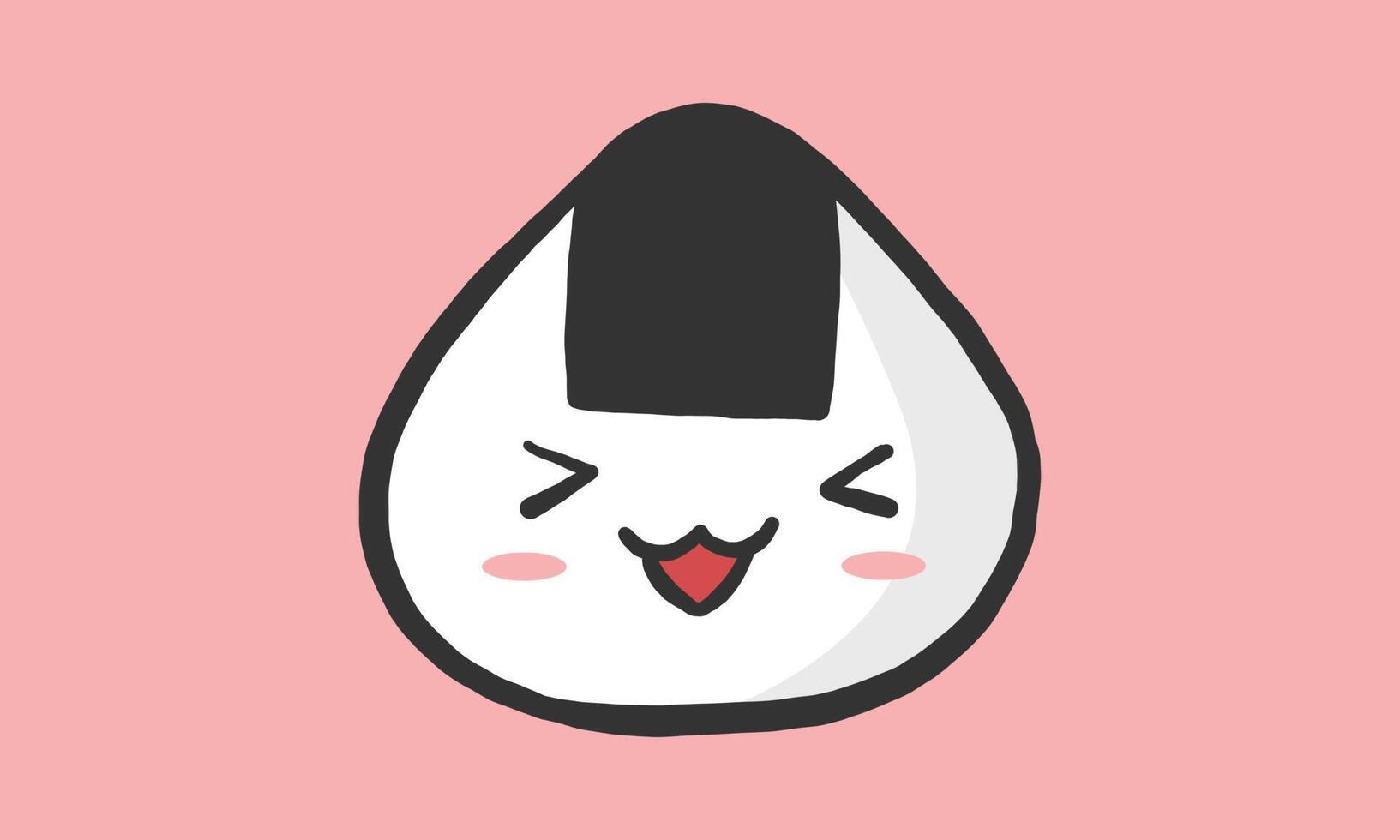 schattig voedsel vectorillustratie. grappige onigiri traditioneel Japans eten in tekenfilm. kawaii illustratie voor emoticon, symbool, pictogram, enz. vector