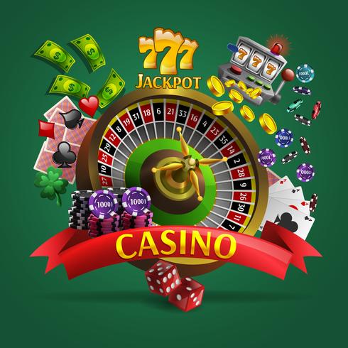 Casino Poster op groene achtergrond vector