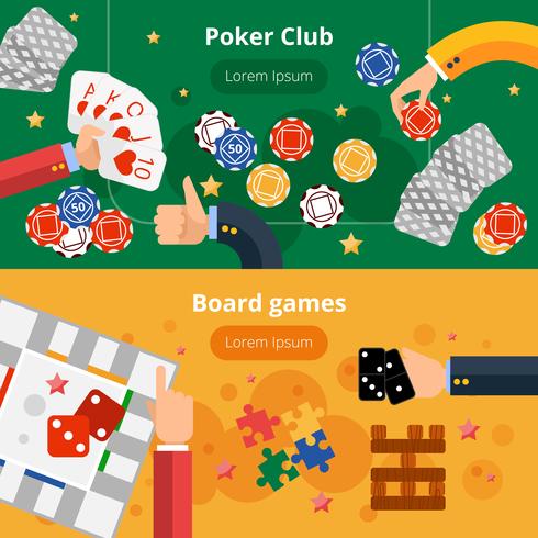 Gokken spellen platte banners instellen vector