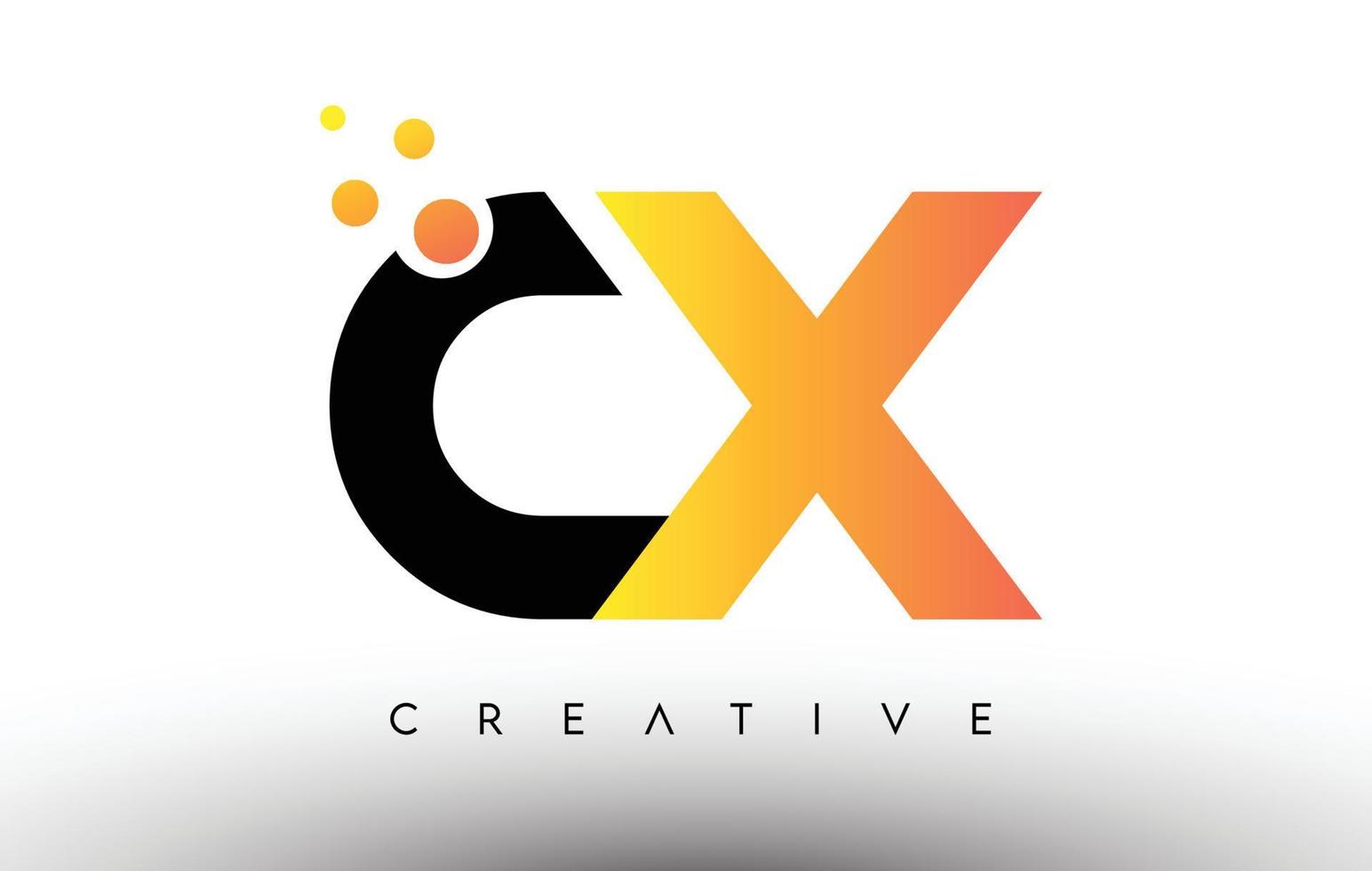 cx zwart oranje letter logo ontwerp. cx-pictogram met stippen en bubbels vector logo