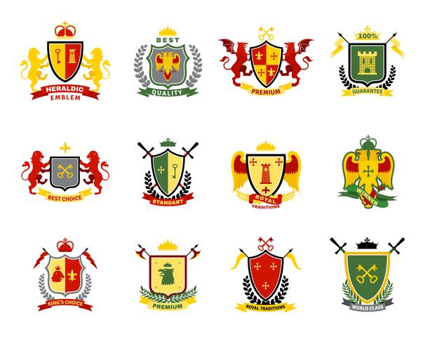 Heraldische emblemen Set vector