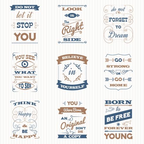 Citaten Typografie Retro Set vector