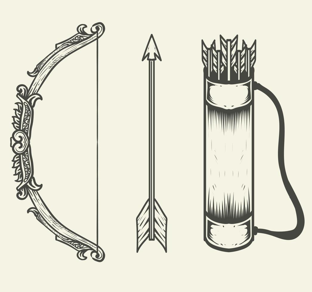 illustratie vector set pijl apparatuur met zwart-wit stijl