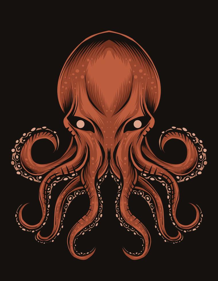 illustratie vector octopus op zwarte achtergrond